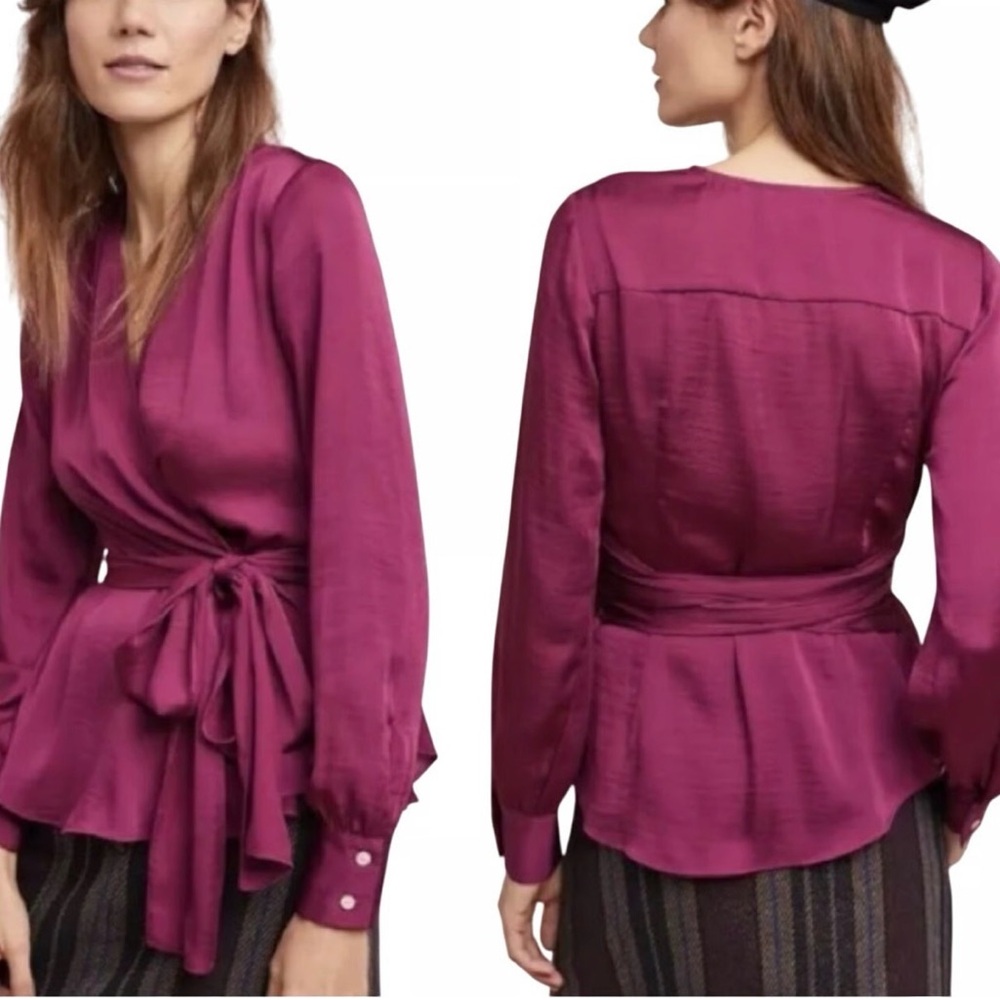 NWT - Anthropologie, Moulinette Soeurs - Raspberry Framboise Wrap Blouse - 2
